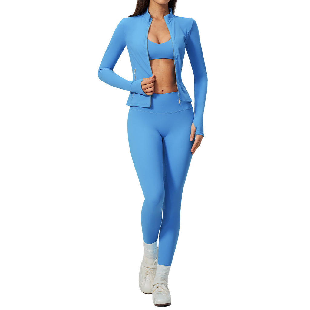 Fitness Set Sport Jacket Slim Fit Fashion Quick-Dry Outdoor Yoga Wear 3-Piece Set