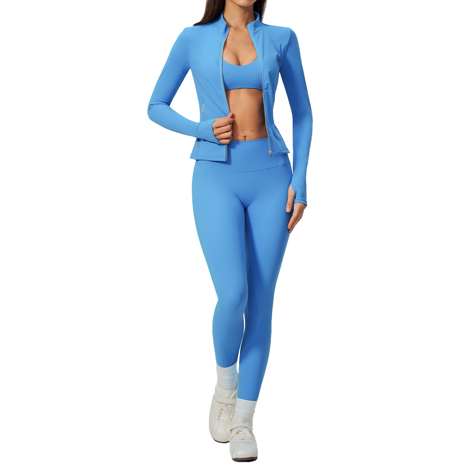 Fitness Set Sport Jacket Slim Fit Fashion Quick-Dry Outdoor Yoga Wear 3-Piece Set