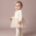 Cute Lace Cardigan Cherry Strap Net Dress Set for Baby Girls