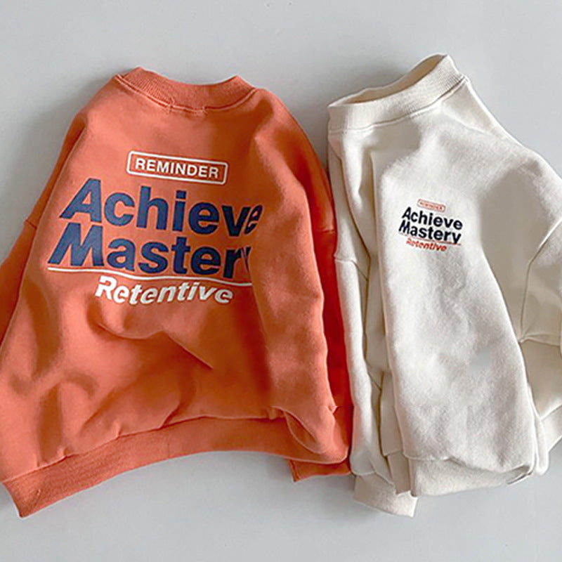 Front and back letter printed casual pullover hoodie