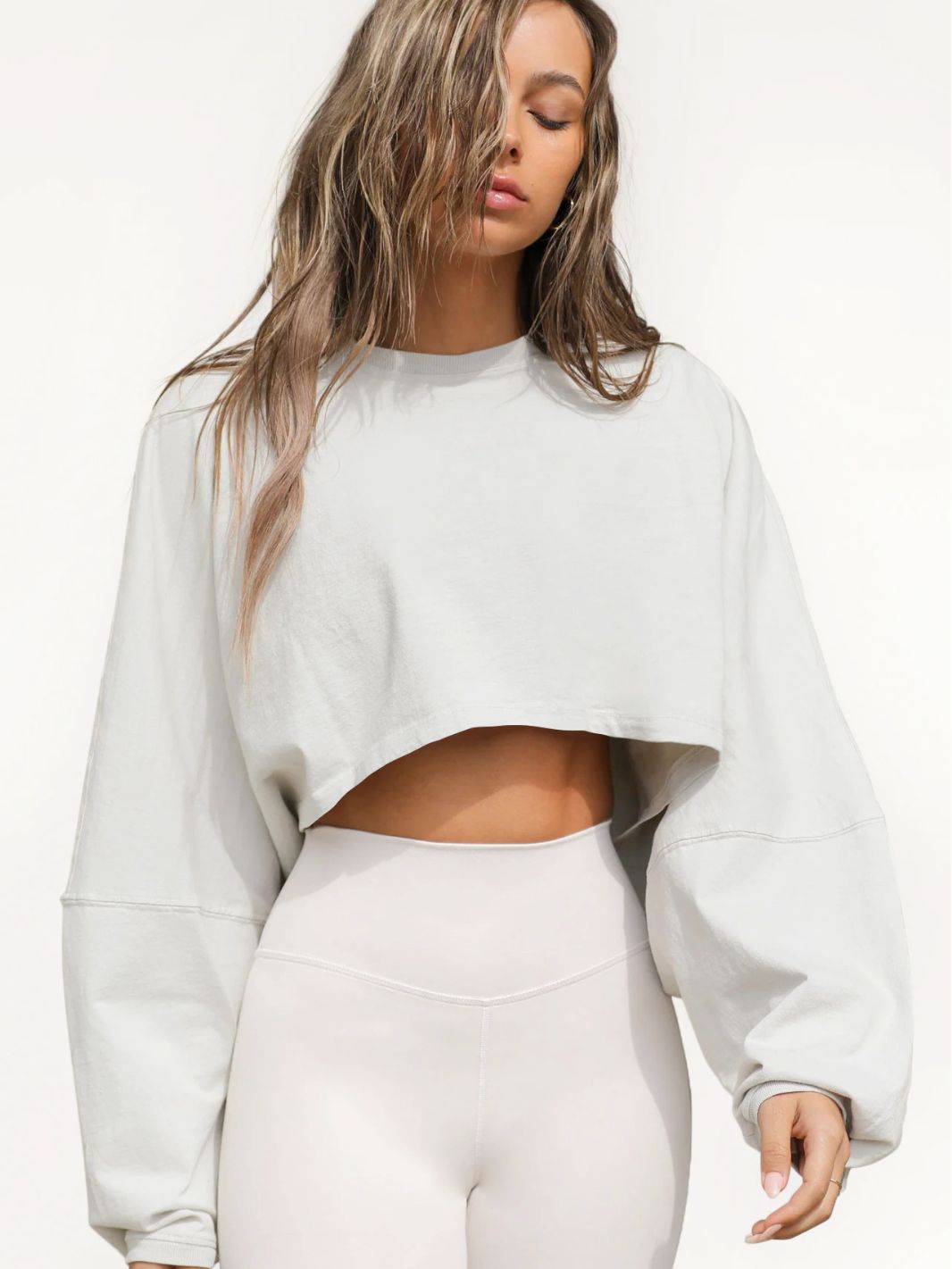 Vintage Hoodie Women's Long Sleeve Crop Knitwear Sport Yoga