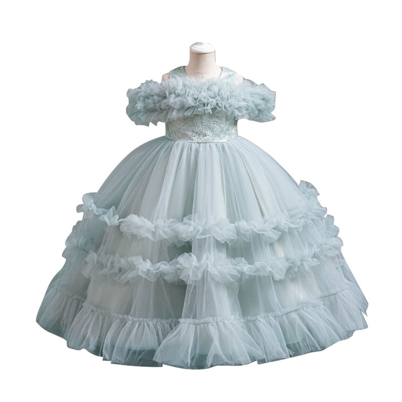 Girls' mesh puffy skirt dress