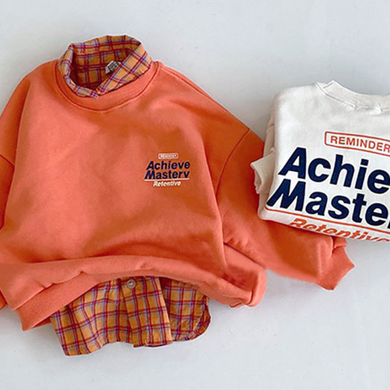Front and back letter printed casual pullover hoodie