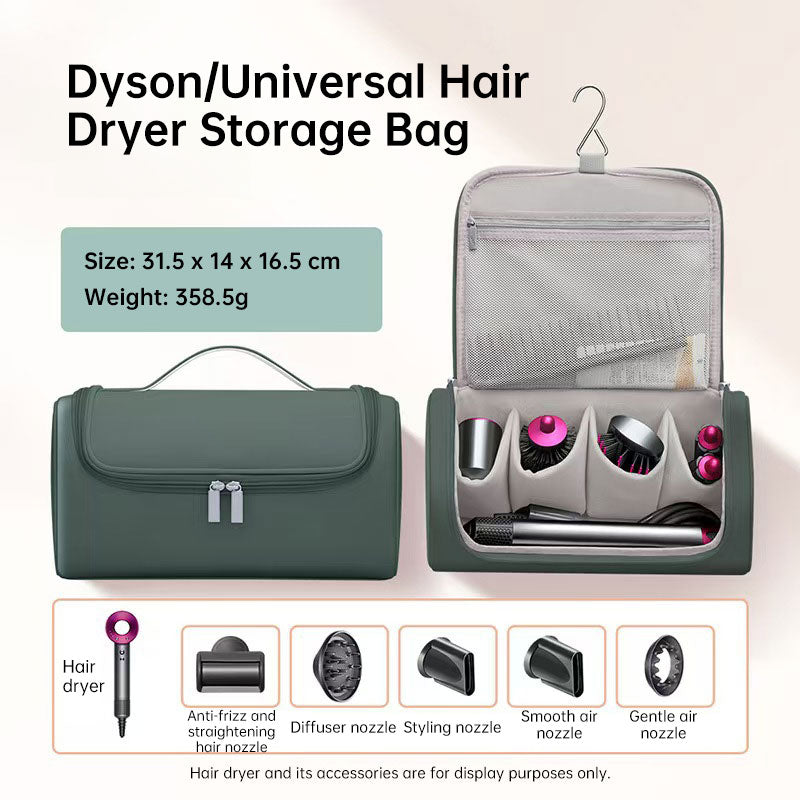 Large Capacity Hair Dryer Organizer Bag | PU Leather, Waterproof, Double-Layer & Non-Slip Interior for Travel, Salon & Home