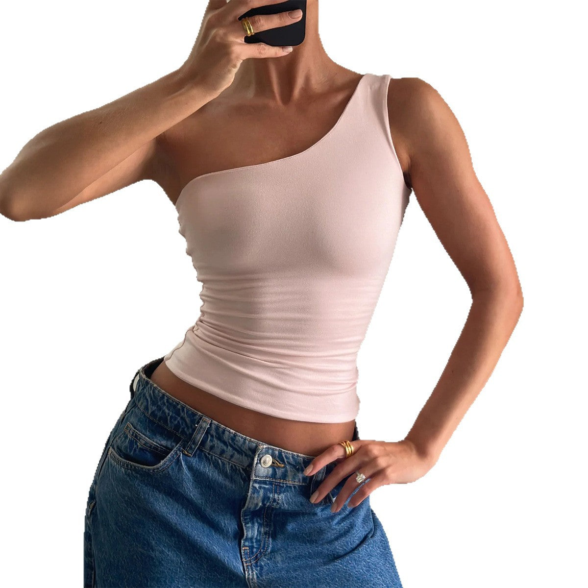 Yoga versatile slanted neck off shoulder fitness T-shirt vest top