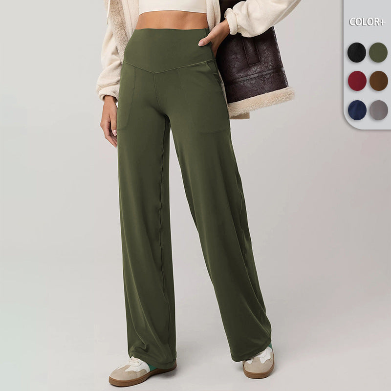 High Waist Flowy Commuter Loose Casual Pants for Fitness Yoga and Sports Straight Leggings