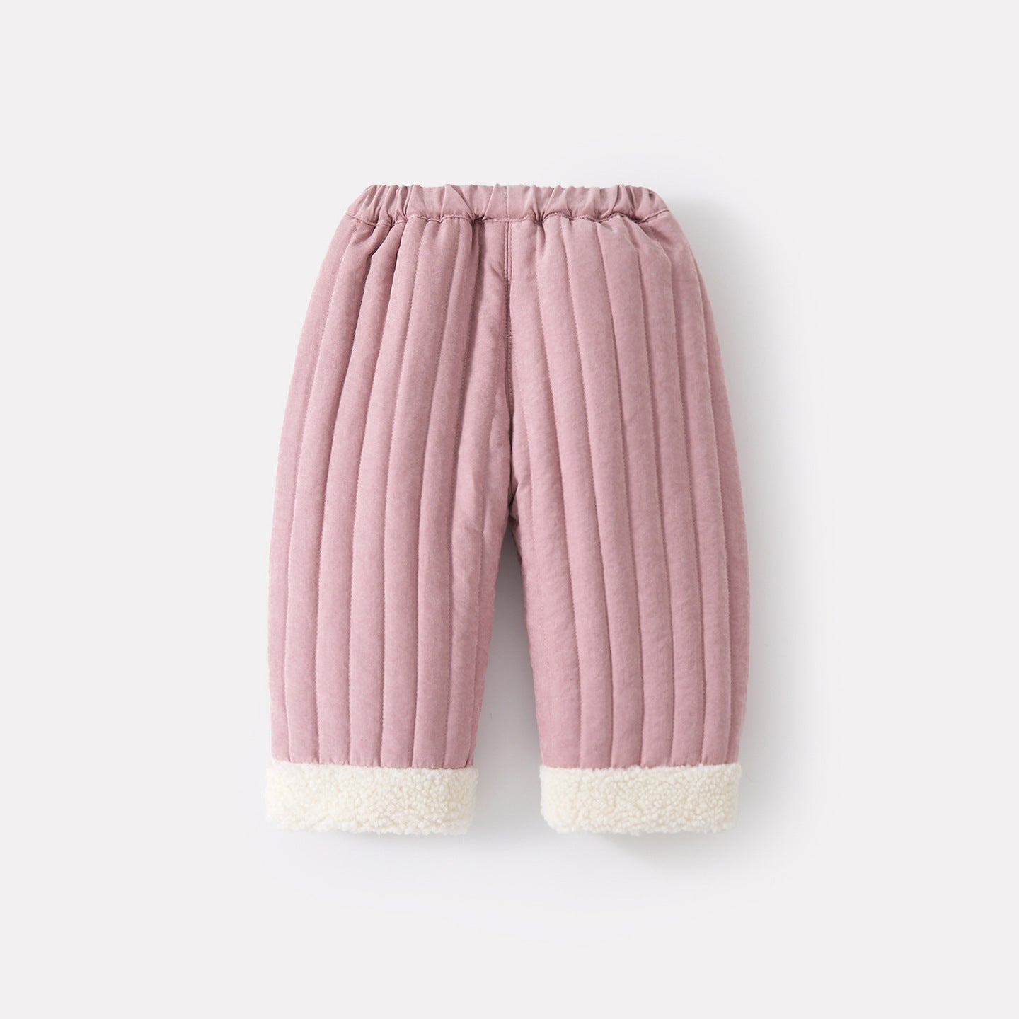 Quilted Fleece Pants with Plush Trim, Thickened Patchwork Design, Stylish and Versatile Winter Pants for Infants