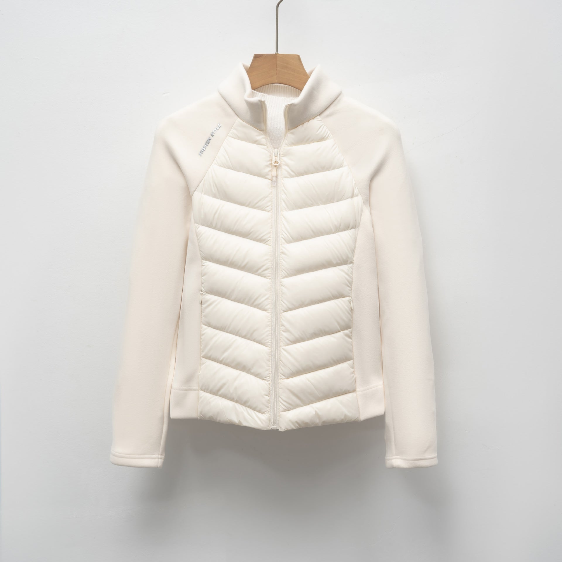 Stand up women's yoga patchwork solid color slim fit versatile sports style down jacket