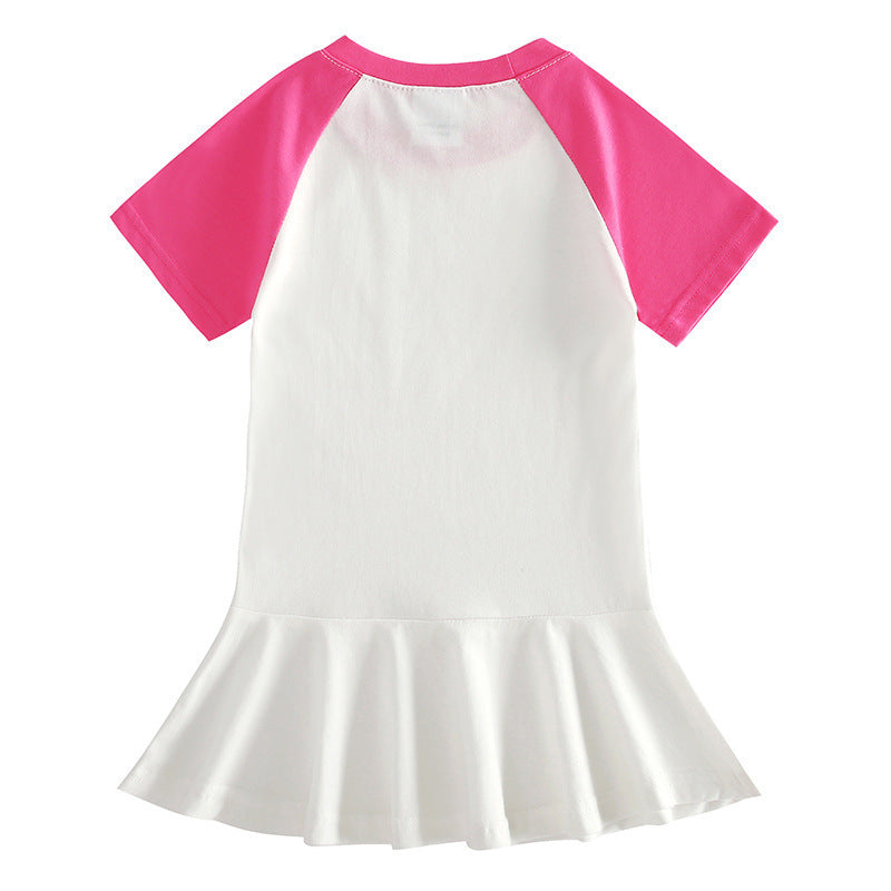 Cartoon half sleeved unicorn dress