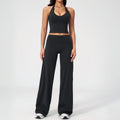Hanging Neck Backless Sleeveless Wide-Leg Straight Fit Sport Set Yoga Workout Outfit