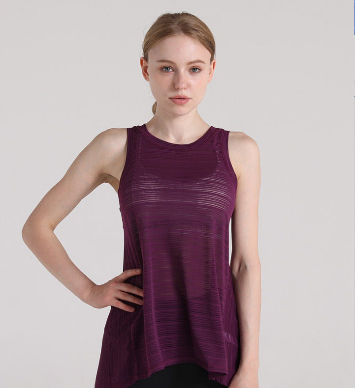 Yoga Vest Women's Breathable Quick-Drying Sports Sleeveless t-Shirt Sexy Loose Fitness Blouse Top