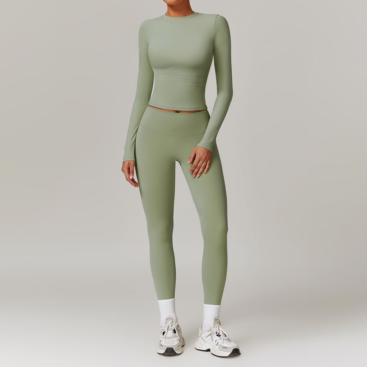 Sports and leisure velvet suit with high waist, wide legs, warm yoga clothes, women's slimming long sleeved fitness suit