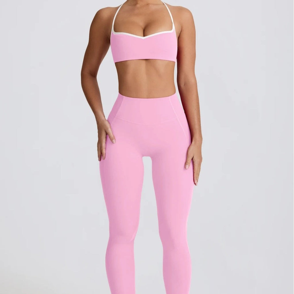 Bare-Feel Yoga Set Breathable Shock-Absorbing Sports Top Heart-Shaped Butt-Lifting 9/10 Pants Fitness Outfit