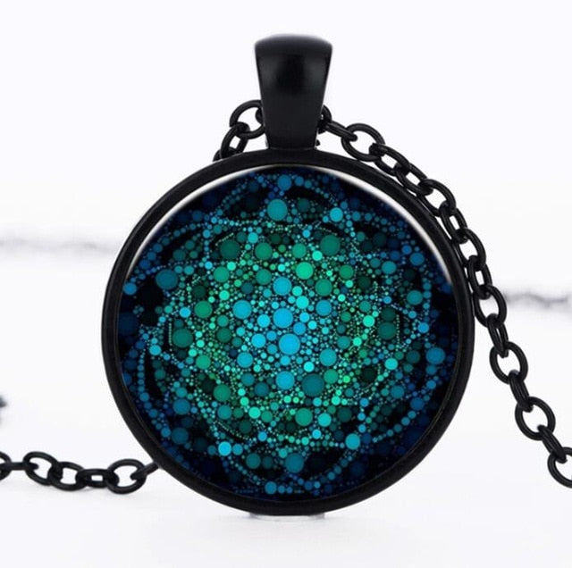 Flower of Life Necklace Om Yoga Chakra Pendant Mandala Necklaces Glass Dome Sacred Geometry  Jewelry