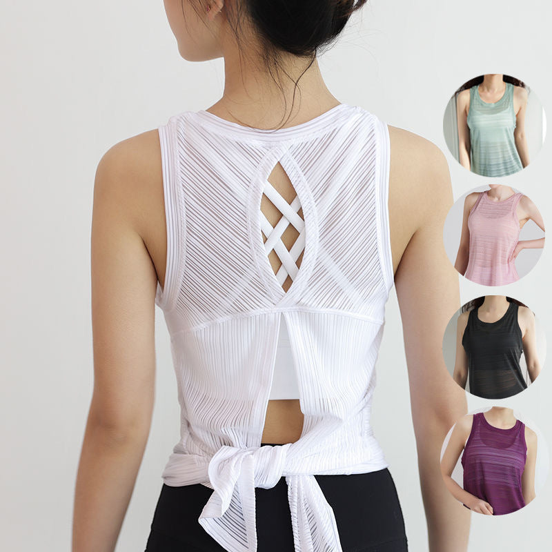 Yoga Vest Women's Breathable Quick-Drying Sports Sleeveless t-Shirt Sexy Loose Fitness Blouse Top