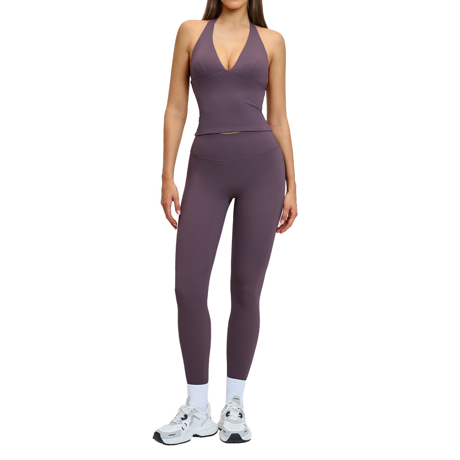 Spring Outdoor Sports Fitness Set, Fleece-Lined Tight Yoga Wear, Halter Back Yoga Set