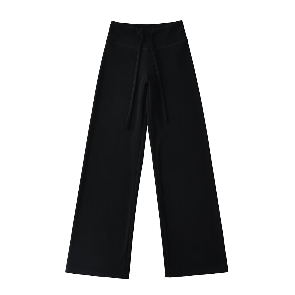 Drawstring Warm Yoga Pants Straight Leg Wide Leg Pants Sports Casual Pants