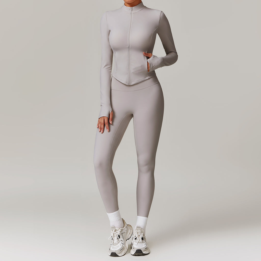 Leisure velvet suit with high waist, wide legs, warm yoga clothes, women's slimming long sleeved fitness suit