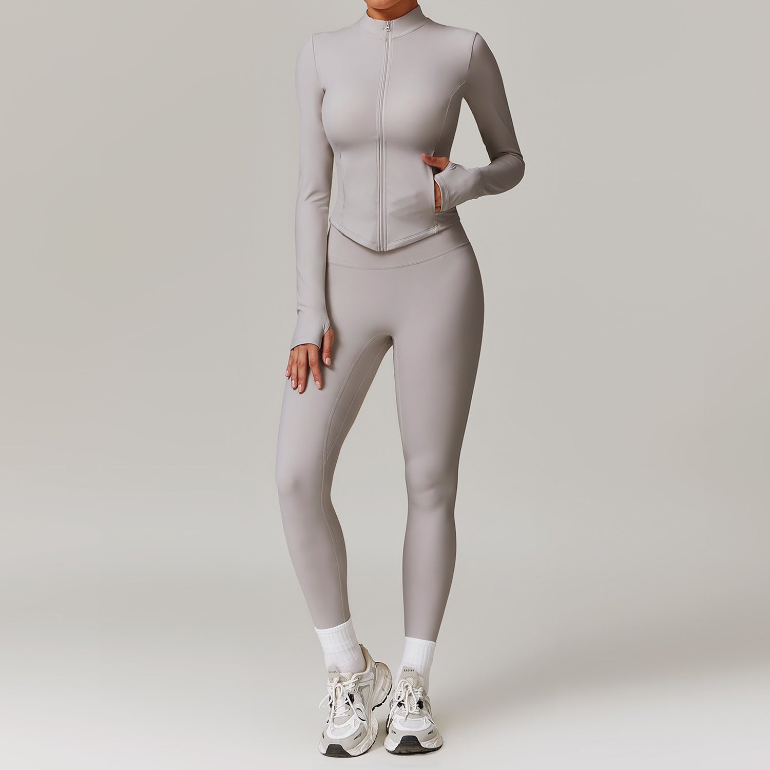 Leisure velvet suit with high waist, wide legs, warm yoga clothes, women's slimming long sleeved fitness suit