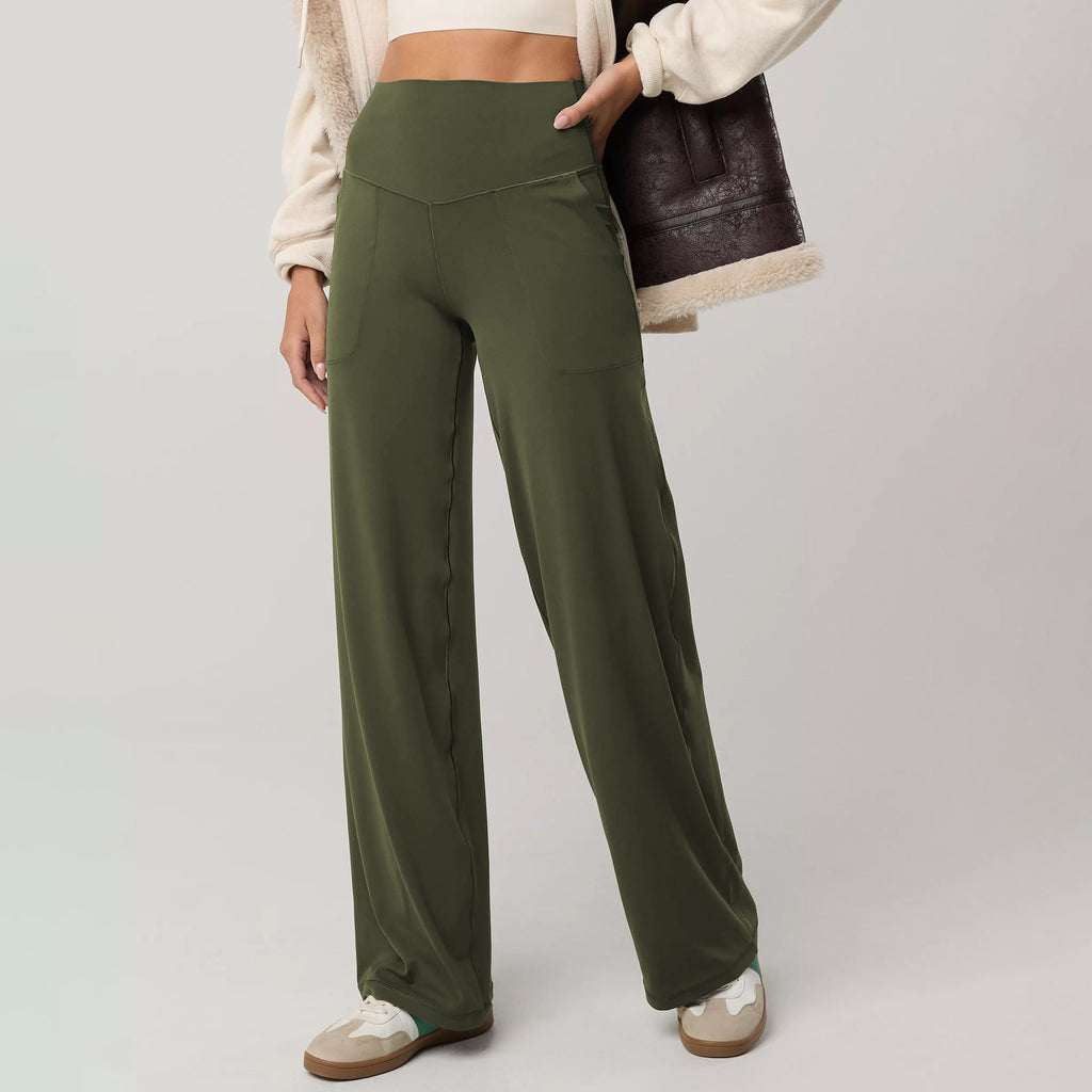 High Waist Flowy Commuter Loose Casual Pants for Fitness Yoga and Sports Straight Leggings
