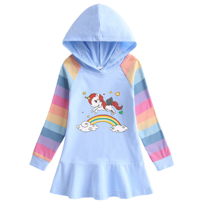 Unicorn Cartoon Rainbow Girls' Dress