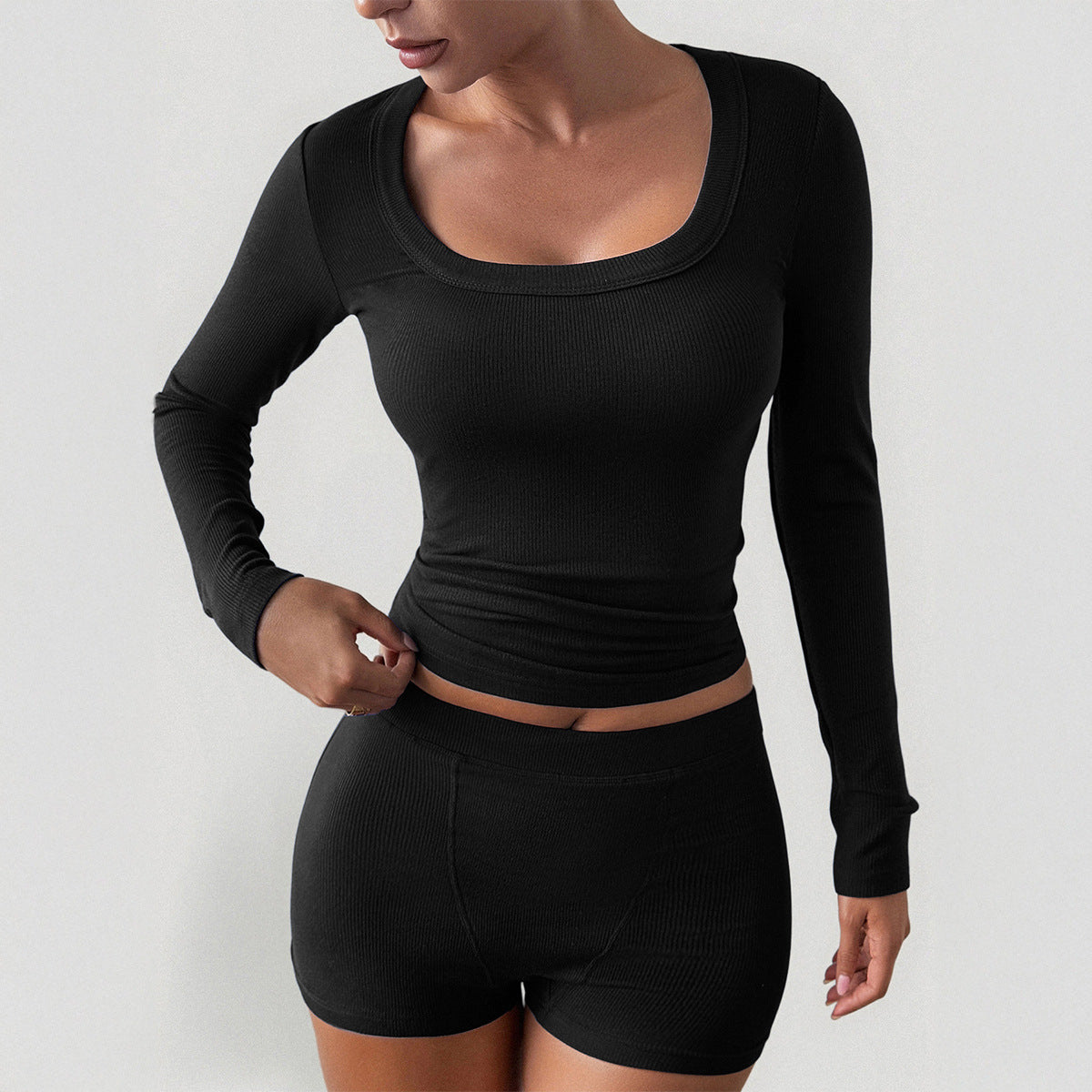 Yoga exercise slim fit T-shirt shorts two-piece set