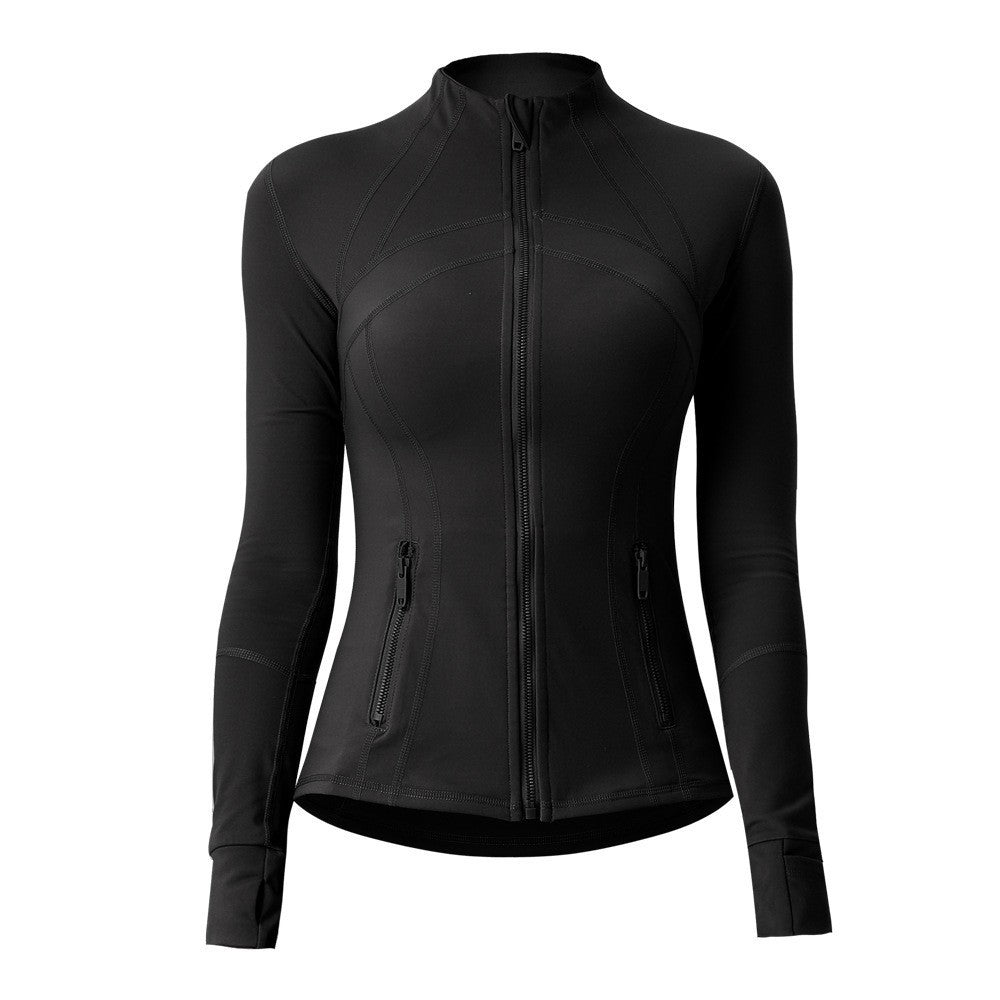Style Yoga Jacket Outdoor Slim-Fitting Shaping Waist-Cinching Zip-Up High Neck Sports Yoga Long Sleeve Top for Women
