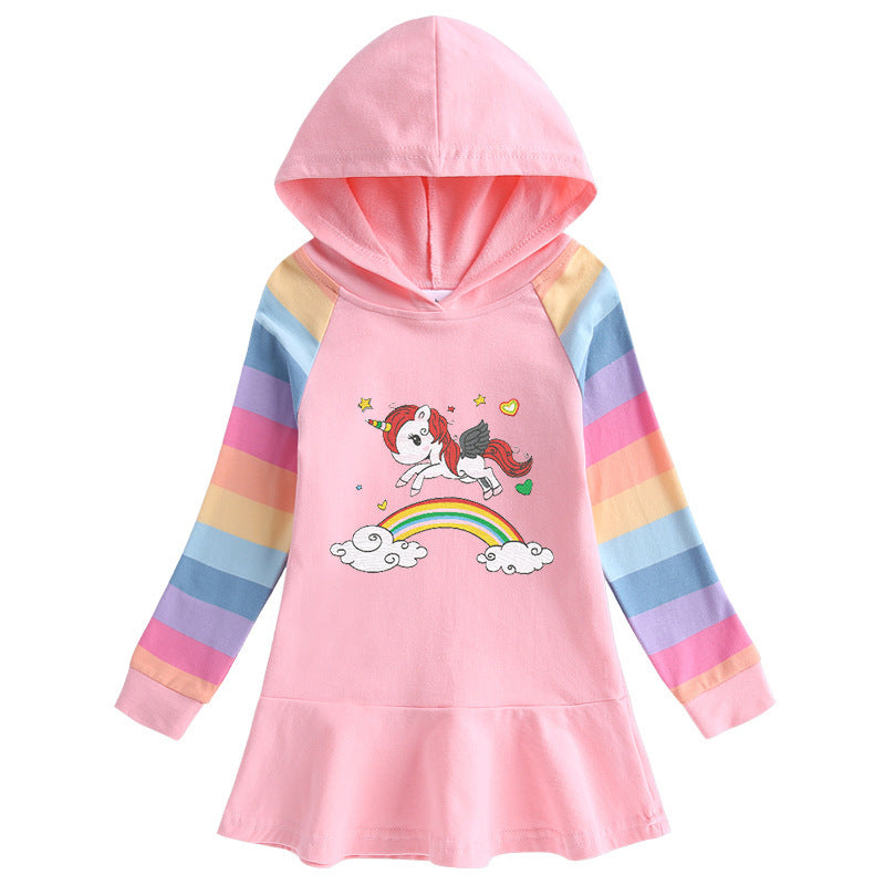 Unicorn Cartoon Rainbow Girls' Dress