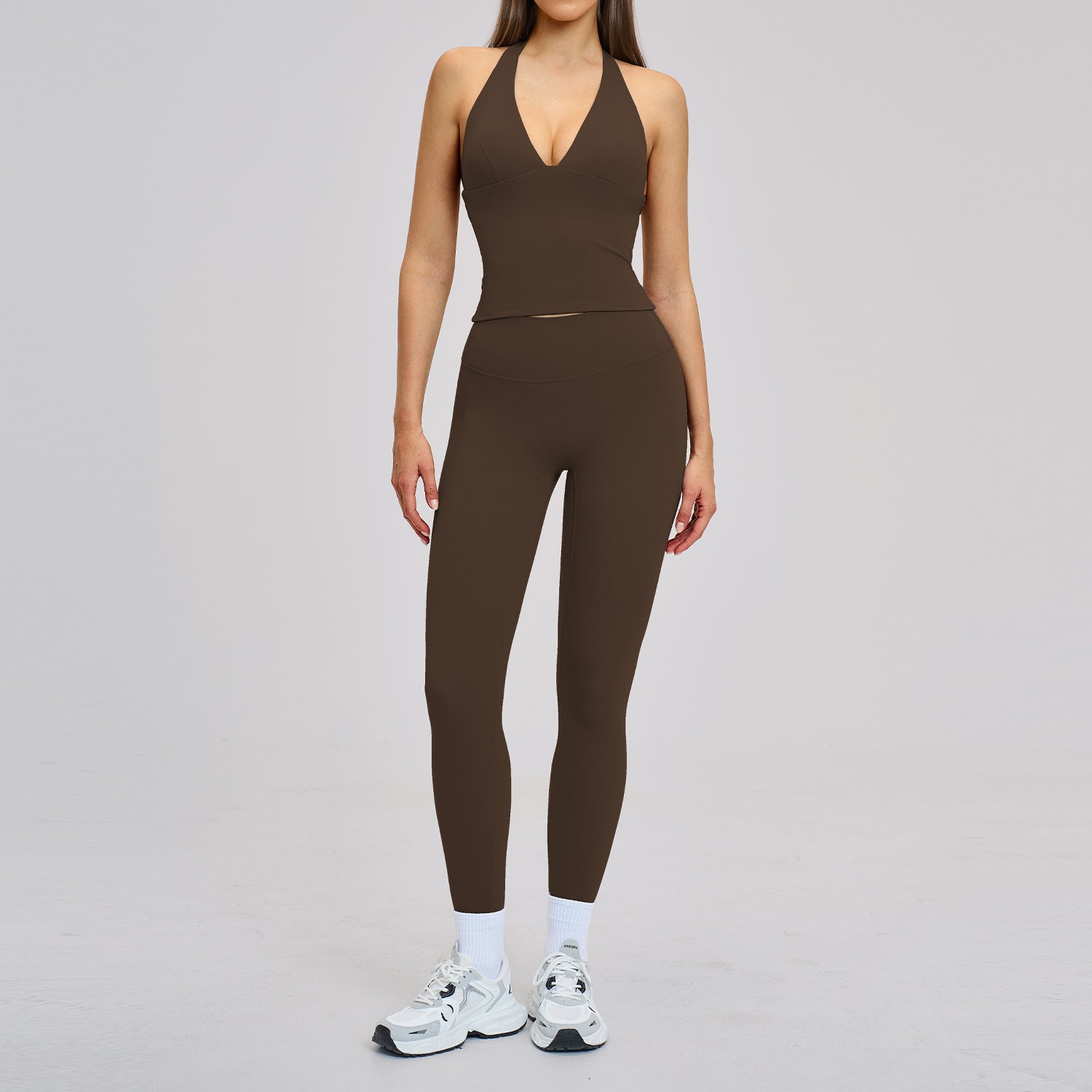 Spring Outdoor Sports Fitness Set, Fleece-Lined Tight Yoga Wear, Halter Back Yoga Set