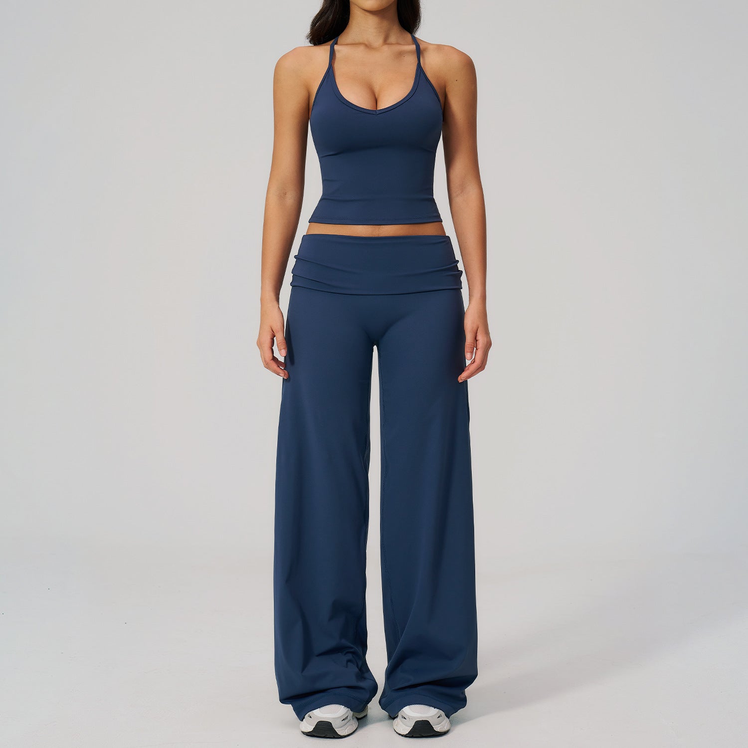 Fitted Crop Top Backless Workout Set High Waist Versatile Casual Style Yoga Set