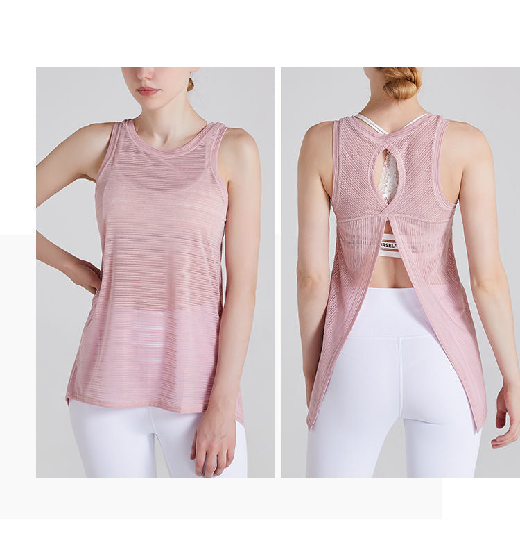 Yoga Vest Women's Breathable Quick-Drying Sports Sleeveless t-Shirt Sexy Loose Fitness Blouse Top