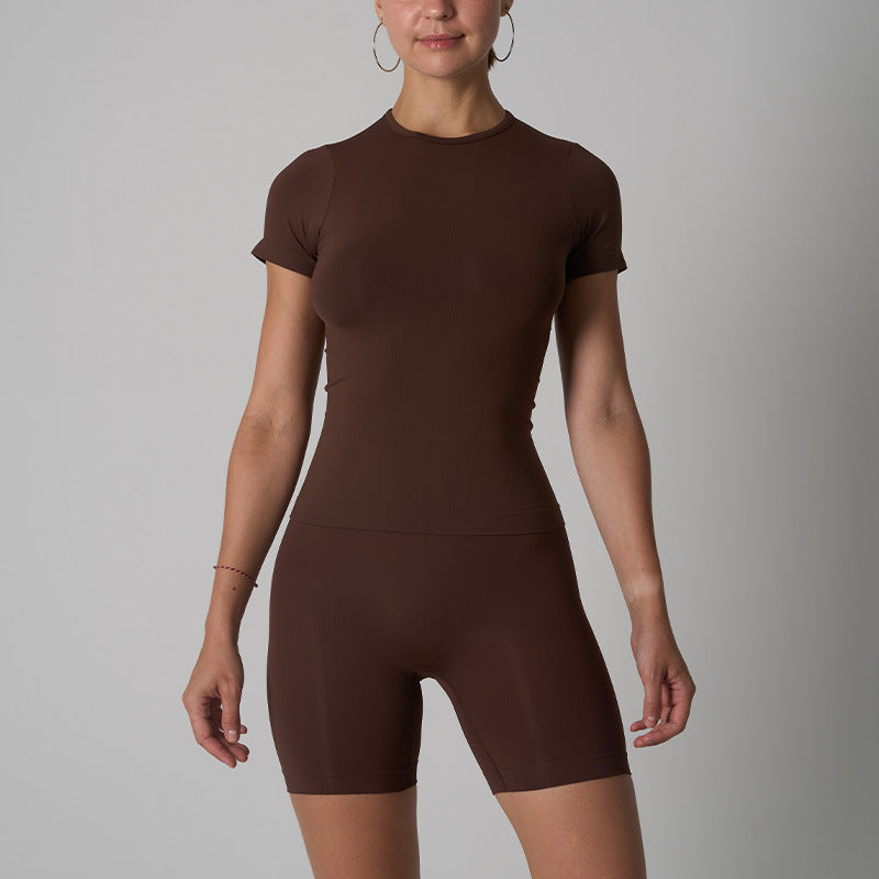 T-shirts Shorts Set Women's Seamless Short Sleeve Shorts Yoga Fitness Wear