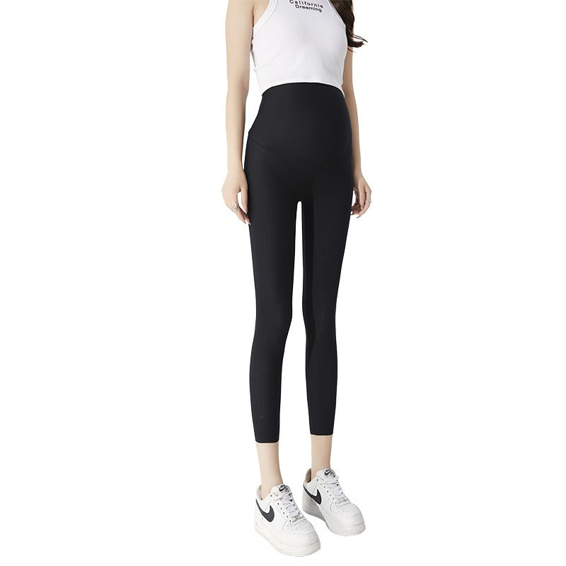 Ultra thin and breathable pregnant women's leggings for comfort, large elasticity, seamless belly support, pregnancy yoga shark pants
