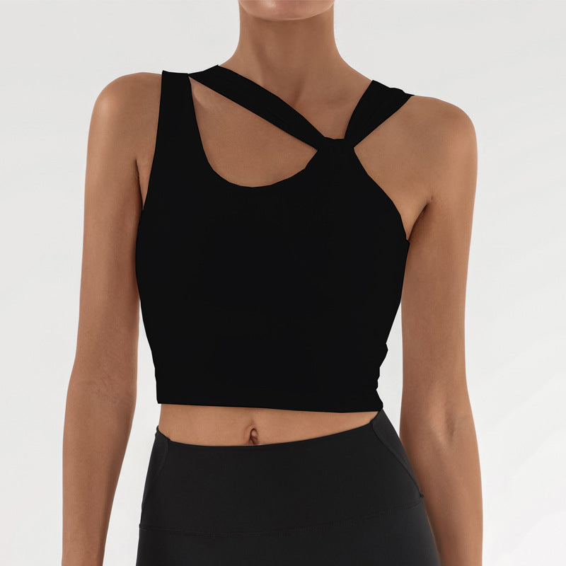 Fashionable Yoga Crop Top for Women, Skin-like Soft Gym Wear, High Waist, Navel-Showing, Shockproof, Fitness Tank Top