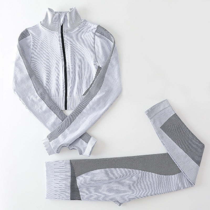Autumn And Winter New Yoga Running Fitness Wicking Breathable Long-Sleeved Trousers Two-Piece