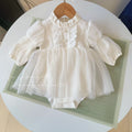 Court Style Baby Tulle Dress for Girls, Textured Soft Romper Dress for Newborns