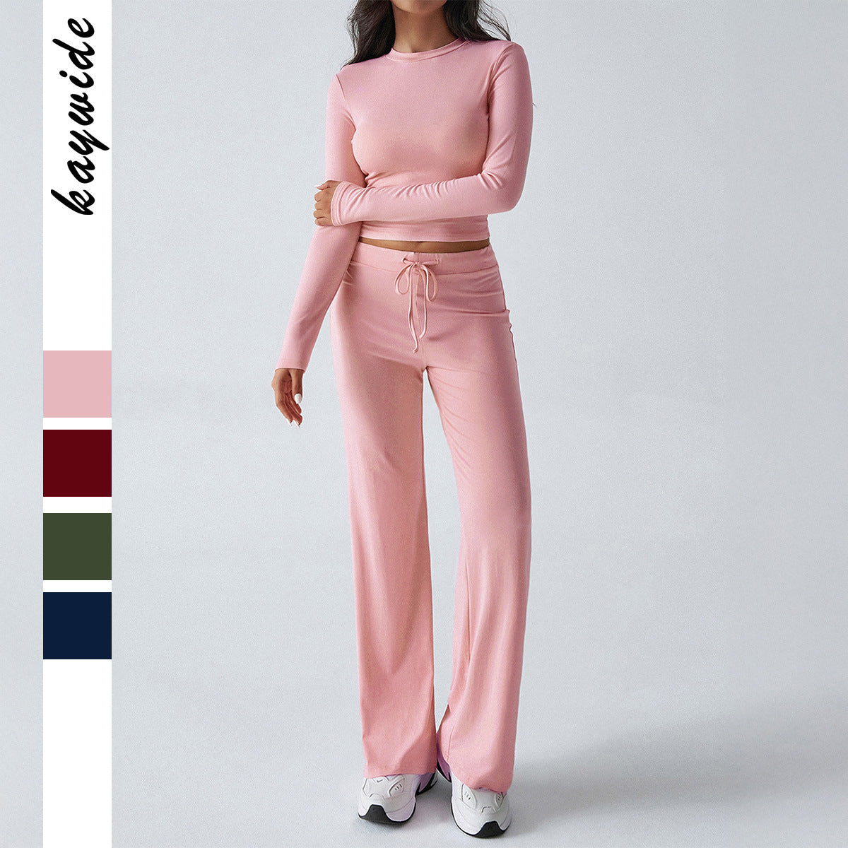 Yoga Long Sleeve T-Shirt Pure Color Long Pants Set