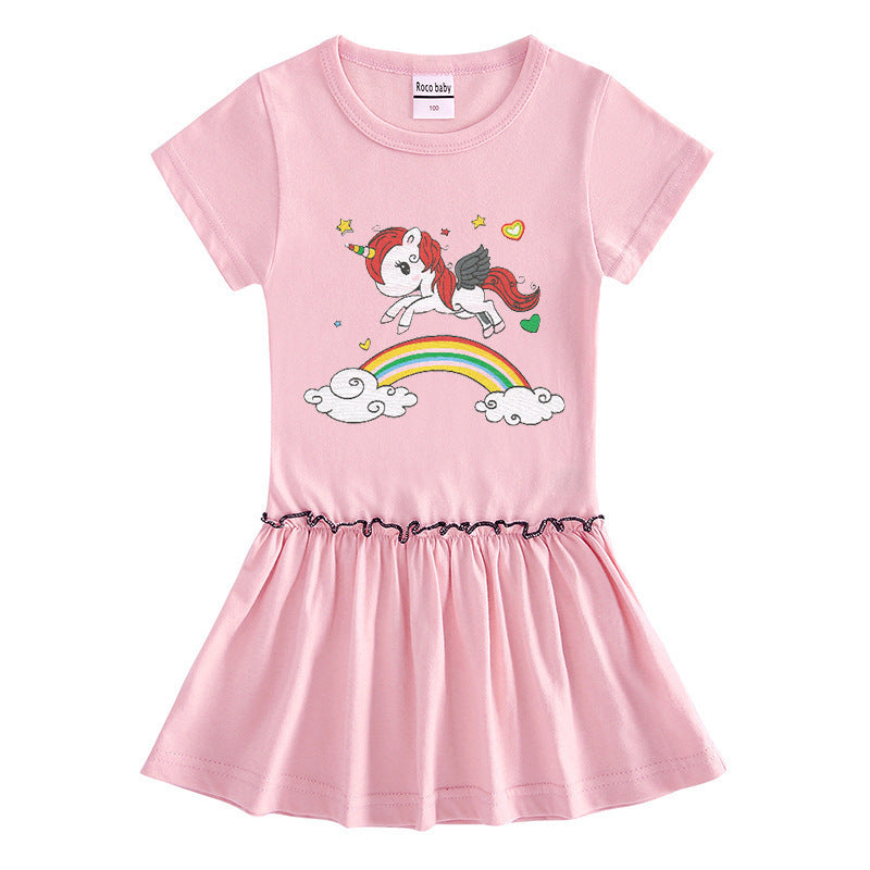 Girls' cotton short sleeved dress