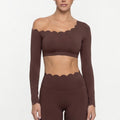 Floral Trimmed Long Sleeve Yoga Top with Shoulder Cutout, Breathable and Skin-Friendly, Built-in Bra, Versatile Workout Wear