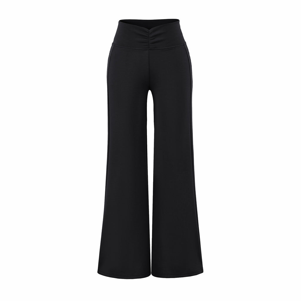 Lazy Drape Yoga Flared Casual Trousers for Women, Mid-Waist Stretch Cool Touch Yoga Pants