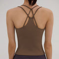 New Yoga Back-Enhancing Sports Fitness Tank Top for Women with Built-in PadsShockproof, Thin Straps, Crossed Strap Top