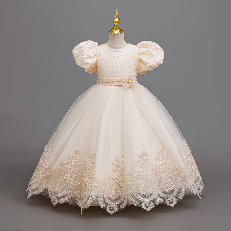 Round neck short sleeved princess dress for girls