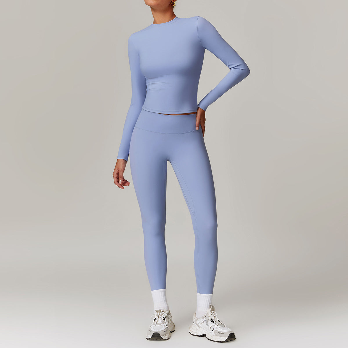 Sports and leisure velvet suit with high waist, wide legs, warm yoga clothes, women's slimming long sleeved fitness suit