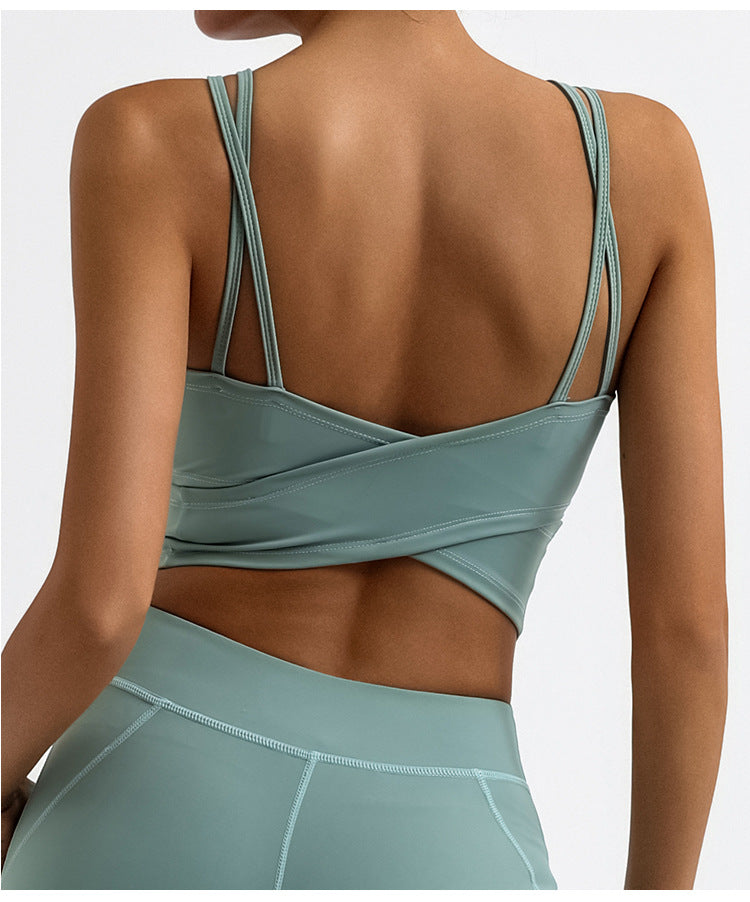 Sport Yoga Tank Top with Double Straps, Quick-Dry Removable Padded Design, Casual Outdoor Yoga Tank Top