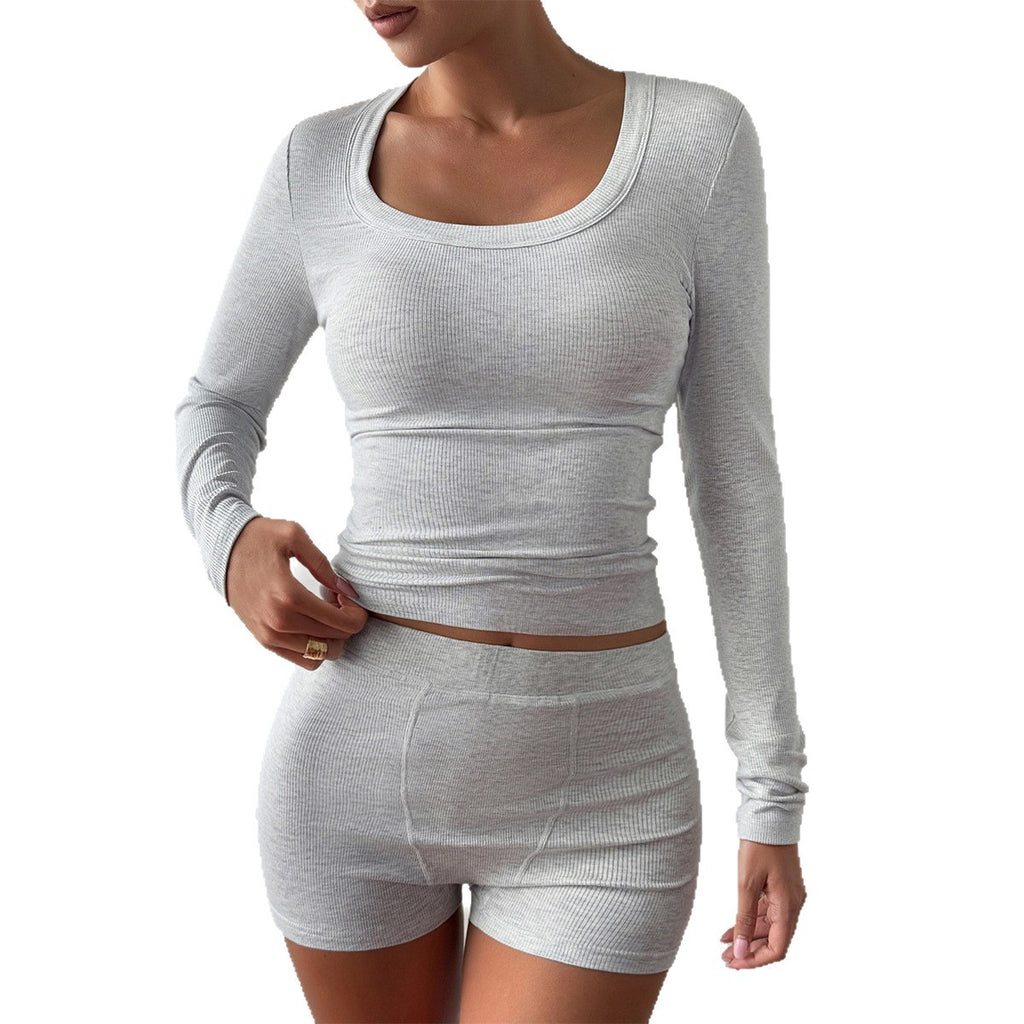 Yoga exercise slim fit T-shirt shorts two-piece set