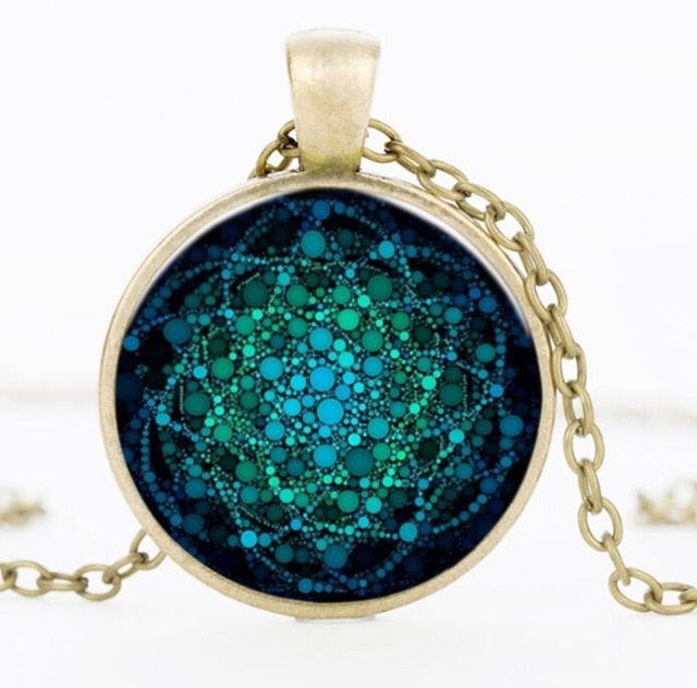 Flower of Life Necklace Om Yoga Chakra Pendant Mandala Necklaces Glass Dome Sacred Geometry  Jewelry