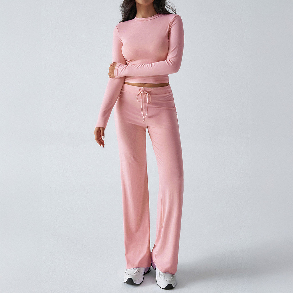 Yoga Long Sleeve T-Shirt Pure Color Long Pants Set