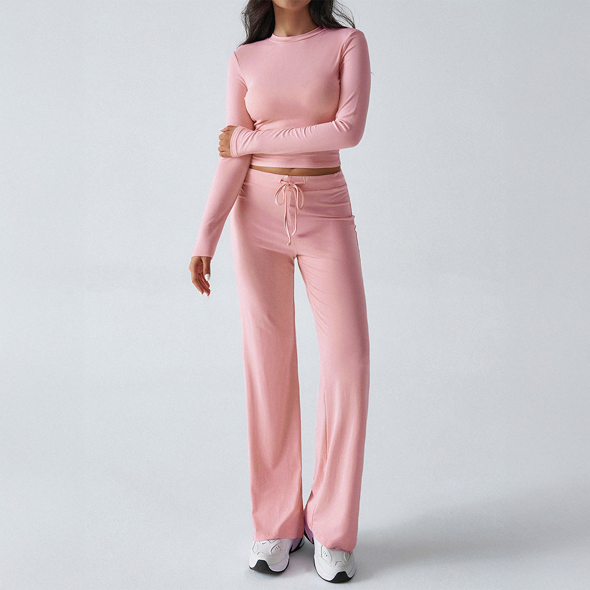 Yoga Long Sleeve T-Shirt Pure Color Long Pants Set