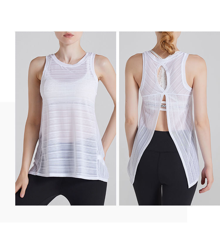 Yoga Vest Women's Breathable Quick-Drying Sports Sleeveless t-Shirt Sexy Loose Fitness Blouse Top