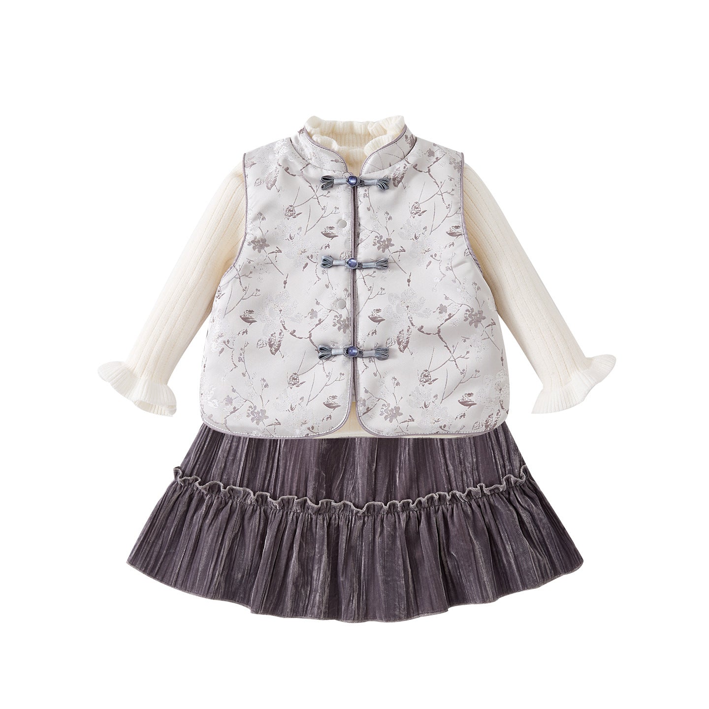 Warm Fleece Lined Baby Girl's Separated Outfit Three-Piece Set